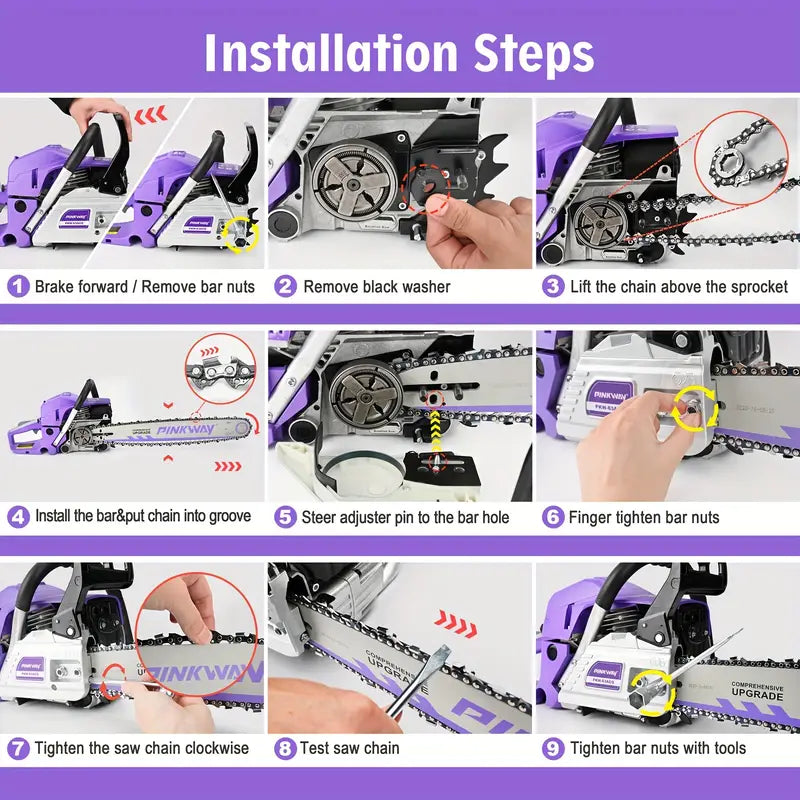 63cc 2-Stroke Gasoline Powered Chainsaw | 3.4 HP 20-Inch Cordless Handheld Chainsaw – Ideal for Forest, Wood, Garden, and Farm Cutting 🌲🔧