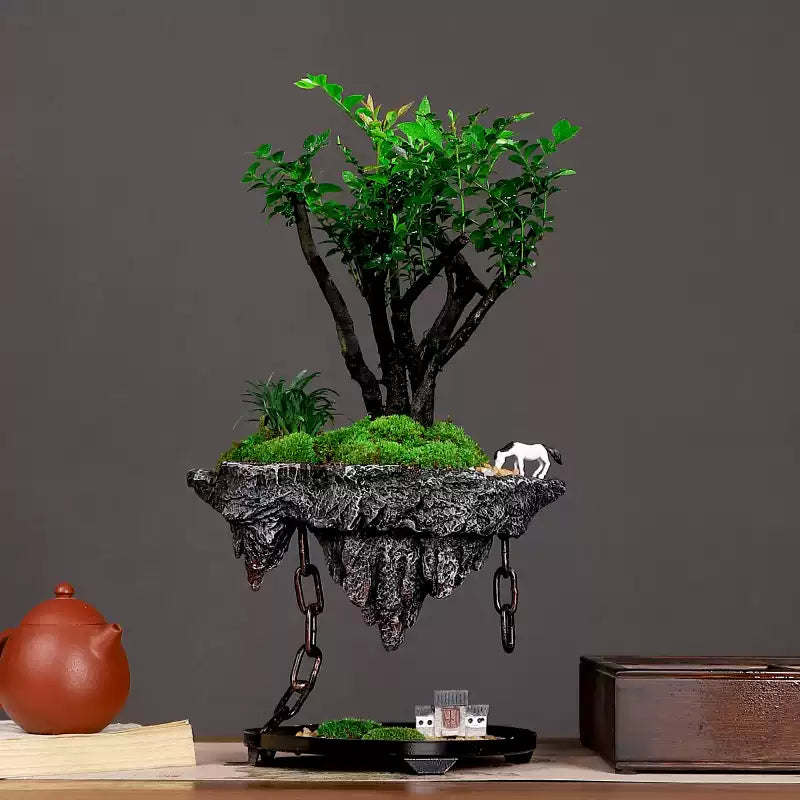 Chinese rockery small-leaf rosewood green bonsai desktop decoration