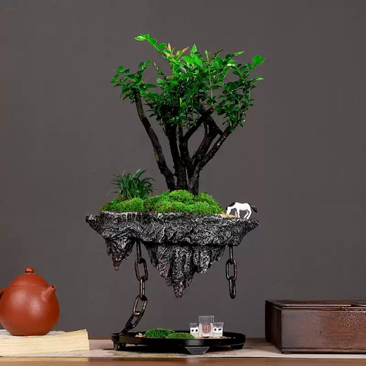 Chinese rockery small-leaf rosewood green bonsai desktop decoration