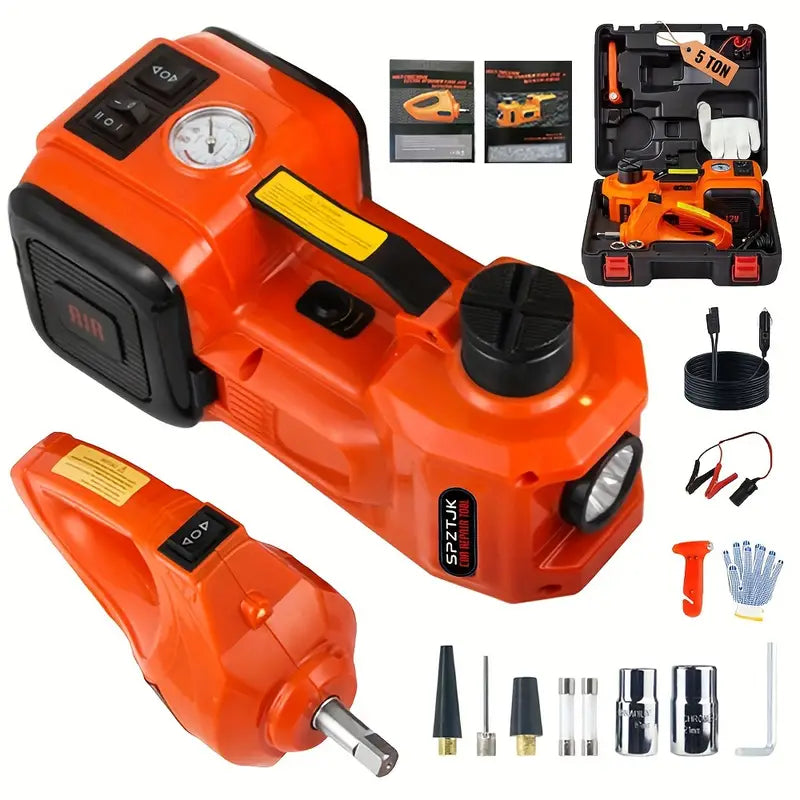 5-Ton Electric Car Jack + Tire Impact Wrench Tire Repair Kit – Your Road Trip Essential