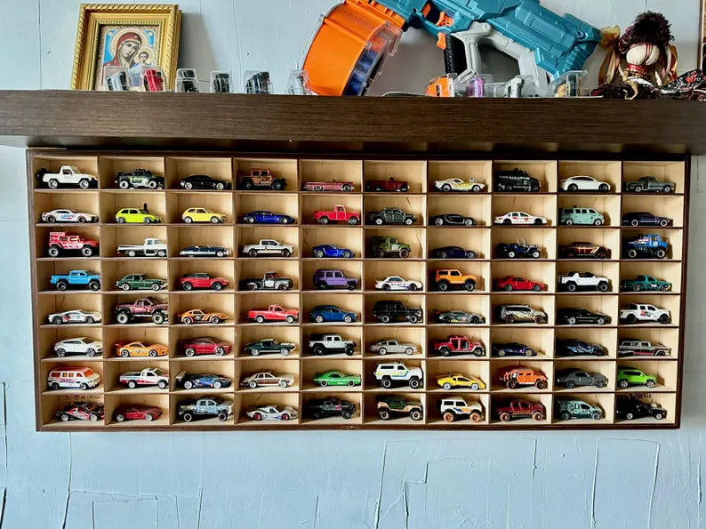 Personalized Wall Shelf for Hot Wheels Cars – Wooden Display Organizer